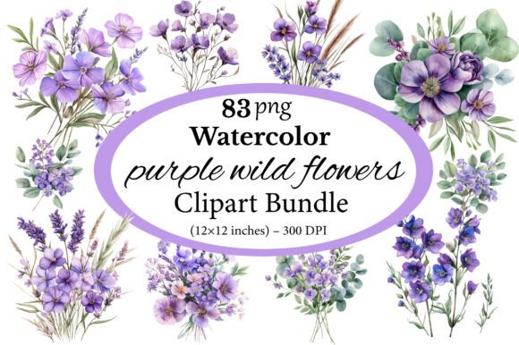 Download Watercolor Purple Wild Flowers Clipart - Wild Collection