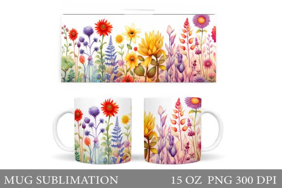 Download Flowers Mug Design. Wildflowers Mug Wrap - Wild Collection