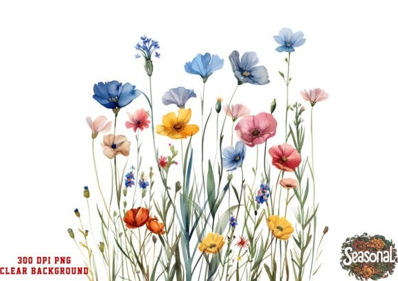 Download Wildflower Meadow Watercolor Clipart - Wild Collection
