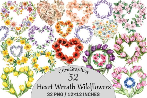 Download Heart Wreath Wildflowers Clipart - Wild Collection