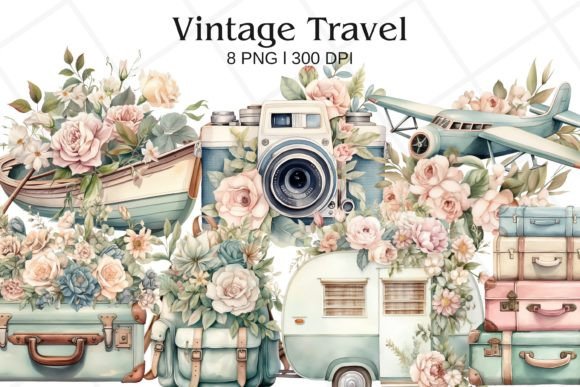 Download Vintage Travel Watercolor Clipart - Travel watercolor clipart Collection