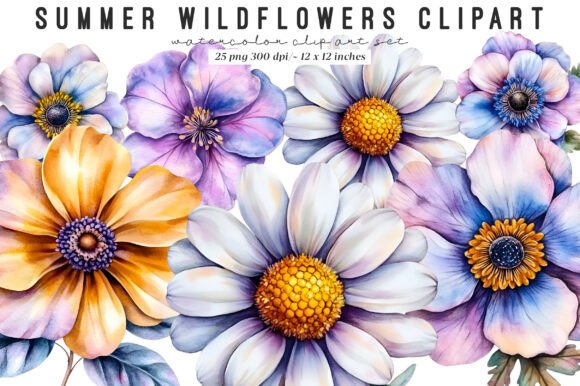 Download Watercolor Summer Wildflowers Clipart - Wild Collection