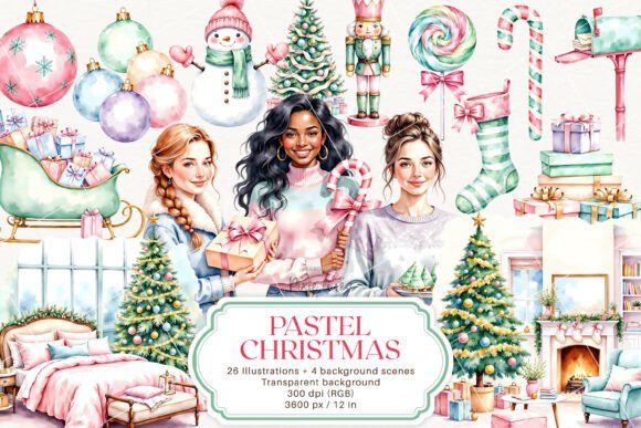 Download Pink Pastel Christmas, Pink New Year - Pastel christmas Collection