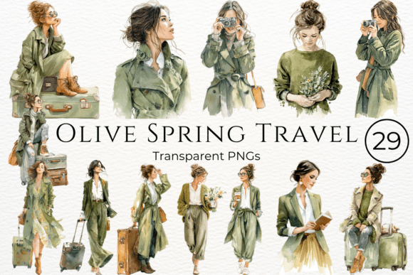 Download Olive Spring Travel Watercolor Clipart - Travel watercolor clipart Collection