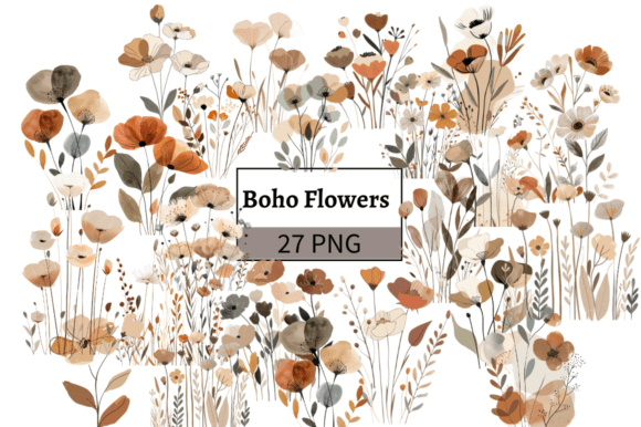 Download Watercolor Boho Wild Flowers Clipart Set - Wild Collection