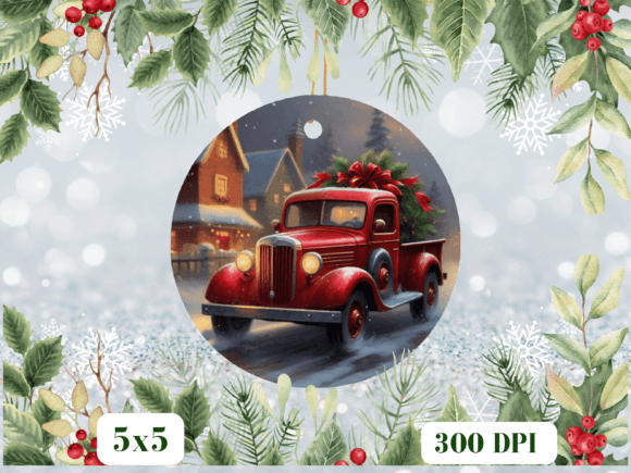 Download Christmas Red Truck Sublimation Png - Sublimation Collection