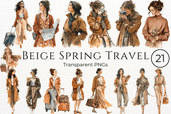 Download Beige Spring Travel Watercolor Clipart - Travel watercolor clipart Collection