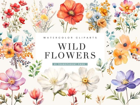 Download Watercolor Wild Flower Clipart Bundle - Wild Collection