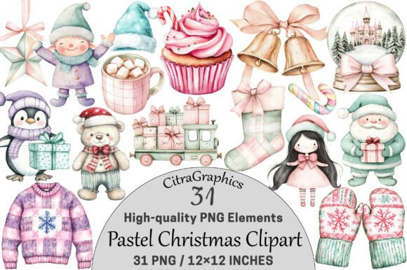 Download Pastel Christmas Clipart - Pastel christmas Collection
