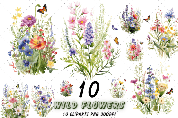 Download Watercolor Wild Flowers Clipart Bundle - Wild Collection