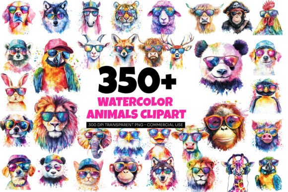 Download 357 Watercolor Animal Clipart Bundle - Watercolor animal Collection