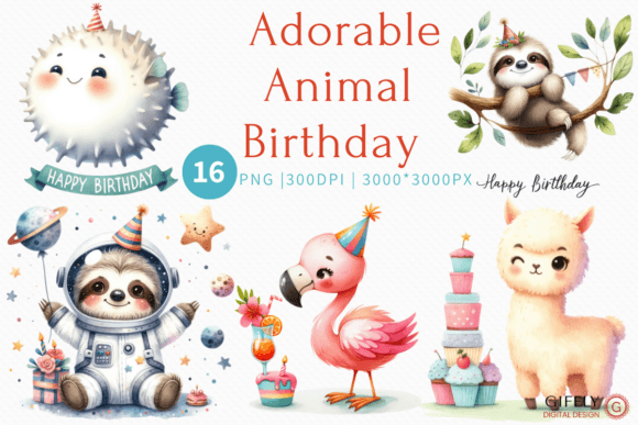 Download Adorable Animal Birthday Watercolor - Adorable Collection