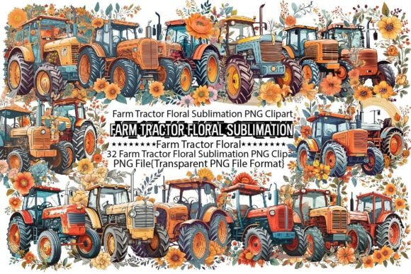 Download Farm Tractor Floral Sublimation Bundle - Sublimation Collection
