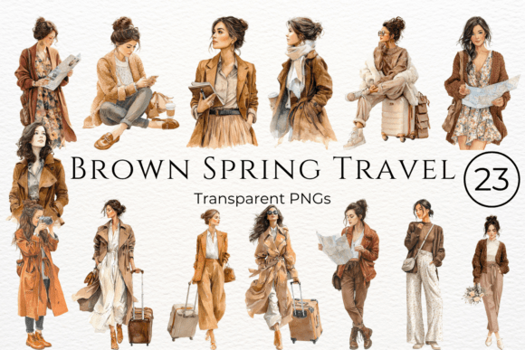 Download Brown Spring Travel Watercolor Clipart - Travel watercolor clipart Collection