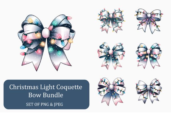 Download Pastel Christmas Light Bow Set - Pastel christmas Collection