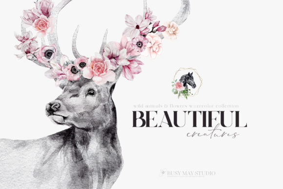 Download Watercolor Animal Portraits and Flowers - Watercolor animal Collection