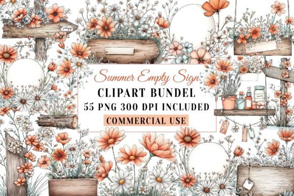 Download Summer Empty Sign &amp; Wildflowers Clipart - Wild Collection