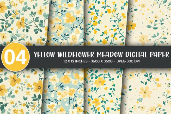 Download Yellow Wildflower Meadow Digital Paper - Wild Collection