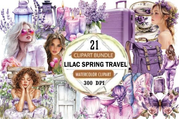 Download Lilac Spring Travel Watercolor Clipart - Travel watercolor clipart Collection