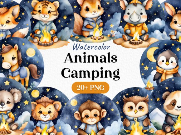 Download Watercolor Animal Campfire Clipart PNG - Watercolor animal Collection