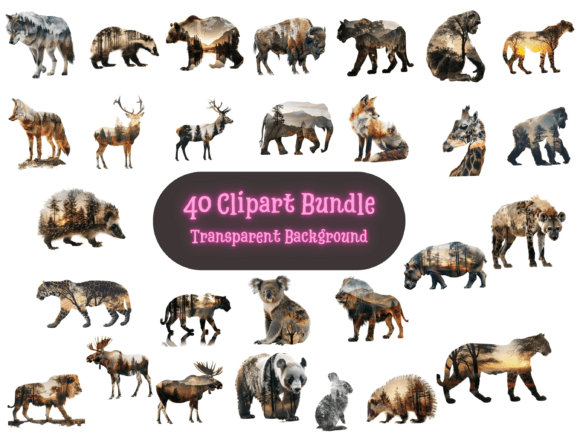 Download Double Exposure Wildlife Clipart Bundle - Wild Collection