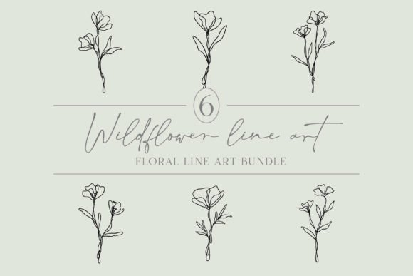 Download Flower Line Art | Wildflower Bundle of 6 - Wild Collection