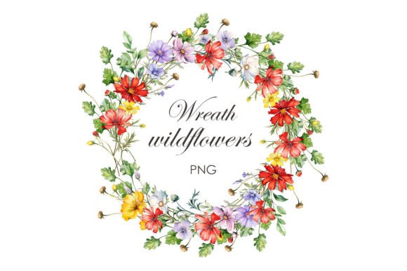 Download Wildflowers Frame. Watercolor Wreath - Wild Collection