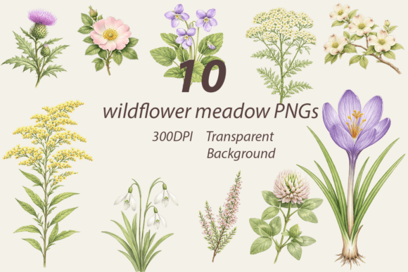 Download Wildflower Meadow Botanical PNG Bundle - Wild Collection